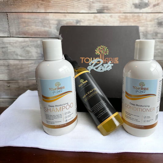 Deep Moisturizing Oil-Infused Shampoo and Conditioner, plus Hair & Scalp Growth Oil with Biotin and Vitamin E