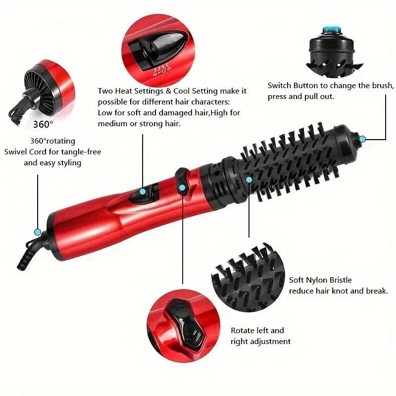 Versatile Ionic Hot Air Brush - One Step Hair Dryer, Curler, & Straightener for Effortless, Salon-Quality Styling