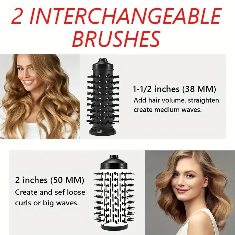 Versatile Ionic Hot Air Brush - One Step Hair Dryer, Curler, & Straightener for Effortless, Salon-Quality Styling