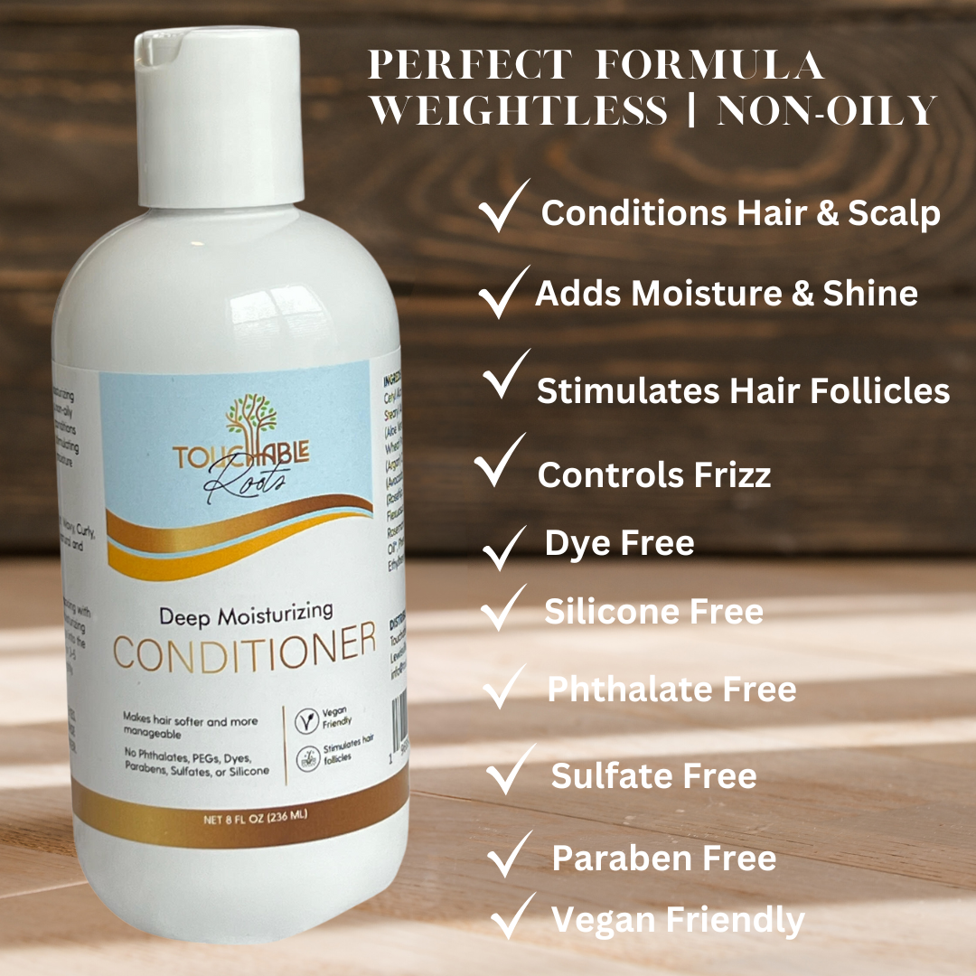 Touchable Roots Deep Moisturizing Conditioner for Dry Frizzy Damaged Hair with Argan Oil | Ultimate Moisture | Beard Conditioner | 8 oz.