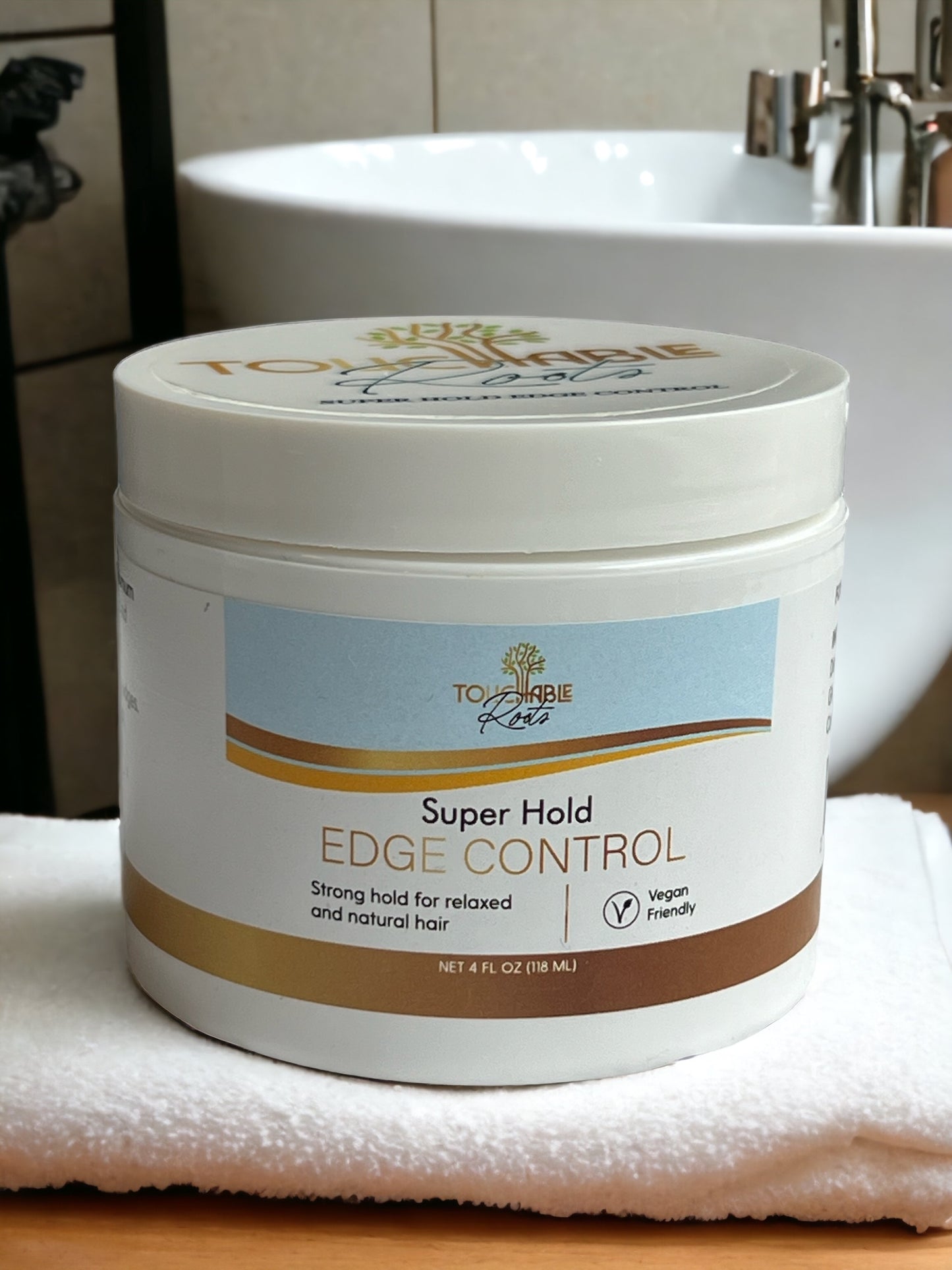 Touchable Roots Edge Control Super Hold – Long Lasting Edge Booster Hair Gel – No Build-Up, Flaking, or White Residue - Hair Styling Products Ideal for Frizz, Split Ends, Dryness – Hair Moisturizer Styling Gel… | 4 oz.