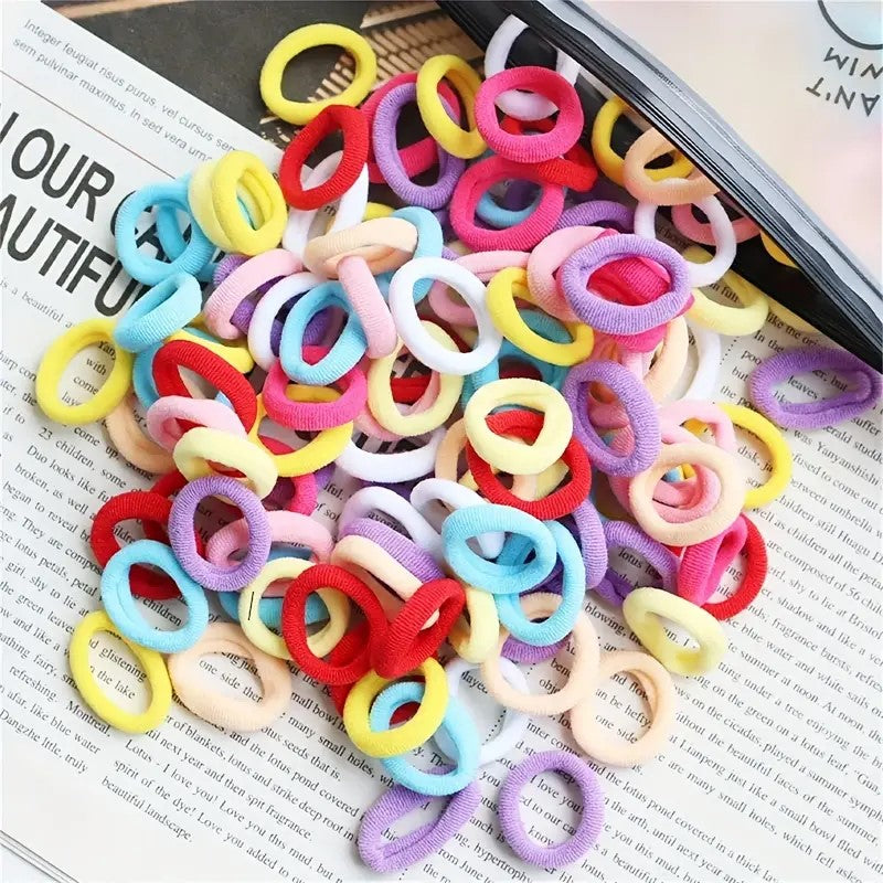 500 pcs Fabric Hair Ties | Multicolor - No Damage, High Elasticity