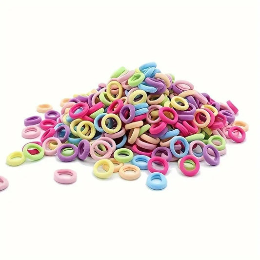 500 pcs Fabric Hair Ties | Multicolor - No Damage, High Elasticity