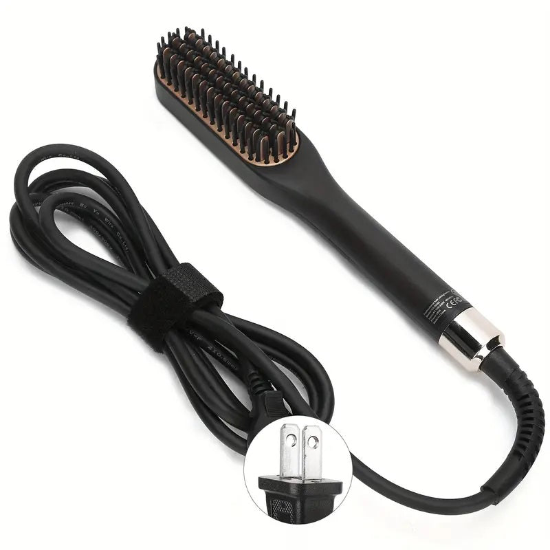 Beard Straightening Comb - Electric Beard Straightener Brush with 3 Heat Settings & PTC Heating