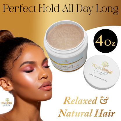 Touchable Roots Edge Control Super Hold – Long Lasting Edge Booster Hair Gel – No Build-Up, Flaking, or White Residue - Hair Styling Products Ideal for Frizz, Split Ends, Dryness – Hair Moisturizer Styling Gel… | 4 oz.