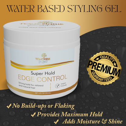 Touchable Roots Edge Control Super Hold – Long Lasting Edge Booster Hair Gel – No Build-Up, Flaking, or White Residue - Hair Styling Products Ideal for Frizz, Split Ends, Dryness – Hair Moisturizer Styling Gel… | 4 oz.